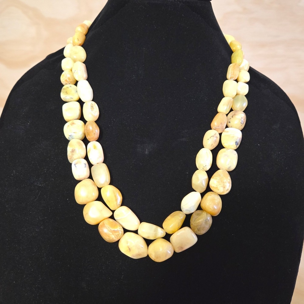 Jay King DTR Mine Yellow Opal Sterling Silver 925 Double Strand Necklace 22"-24"